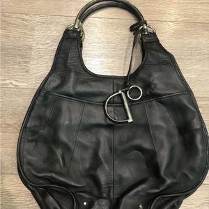 Christian Dior Paris Black Leather Hobo Bag